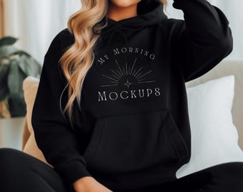 Black Gildan 18500 Mockup, Gildan 18500 Mockup, Woman's Black G18500 Mockup, Gildan 18500 Black Front of Hoodie Mockup, Woman's 18500 Mockup