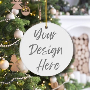 Ornament Mockup Ceramic Ornament Mockup Christmas Mockup Circle Shaped Christmas Ornament Mockup, Round Ceramic Ornament Mockup
