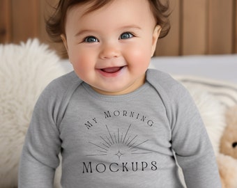 Heather Rabbit Skins 4411 Mockup Rabbit Skins 4411 Heather mockup 4411 Grey Mockup 4411 Bodysuit mockup For Print on Demand Baby