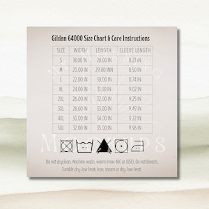 Gildan 64000 Size Chart Gildan 64000 Size Chart Gildan 64000 Care Instructions 5000 Washing Instructions Laundry Symbols T-Shirt Mock up