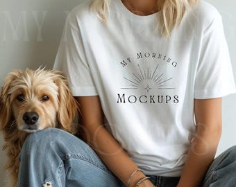 White Gildan 5000 Dog Shirt Mockup: Pet T-shirt (JPG)