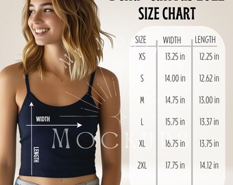 Bella Canvas 1012 Tank Top Size Chart Mockup: Print On Demand JPG
