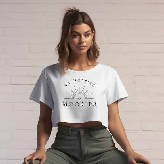 AS 4062 Mockup, AS Color 4062 White Mockup, Wo's Crop Tee
