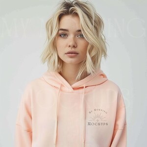 Independent Trading Company AFX64CRP Mockup Blush hoodie mockup Light Blush Hoodie Mockup Sweatshirt Mockup Cropped hooded Sweatshirt Mockup