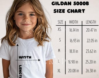 5000B Size Chart 5000B Mockup Gildan 5000B Size Chart Gildan 5000B Mock-up Youth T-Shirt Mockups Youth Mockup Baby Gildan 5000B Mock-up