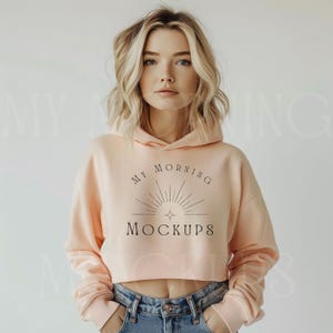 Independent Trading Company AFX64CRP Mockup Blush hoodie mockup Light Blush Hoodie Mockup Sweatshirt Mockup Cropped hooded Sweatshirt Mockup