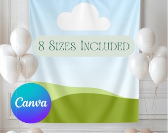 Tapestry Mockup Template: Canva Banner Design, Drag & Drop (PDF Download)