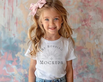 White Gildan 5000B Mockup T-Shirt Mockup Youth Mockup Kids White T-Shirt Mockup Gildan 5000B Spring Mockup Kids youth Print on Demand Shirts