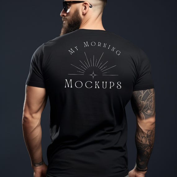 Gildan 64000 Mockup Black T-Shrit Mockup Mens Back  tshirt Mockups Black Back Mockup for Men Gildan 64000  Back Mock Up Gym Rat Back Mock-up