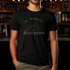 Bella Canvas 3001 Mockup Black 3001 Mockup T-shirt Mockup Mens 3001 Black Mockup Mens Bella Canvas Mockup for Print on Demand Shirt Mockups