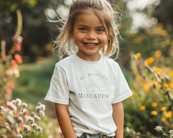 Gildan 5000B White Youth T-Shirt Mockup