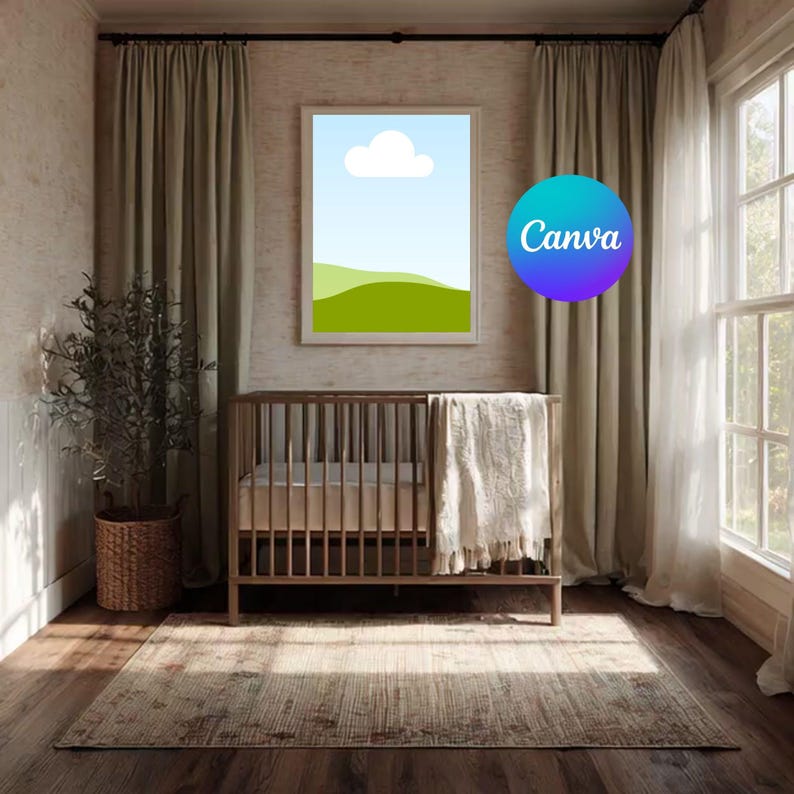 Nursery Frame Video Mockup with Canva Frame Template : Mp4 File 3000X3000 image 2