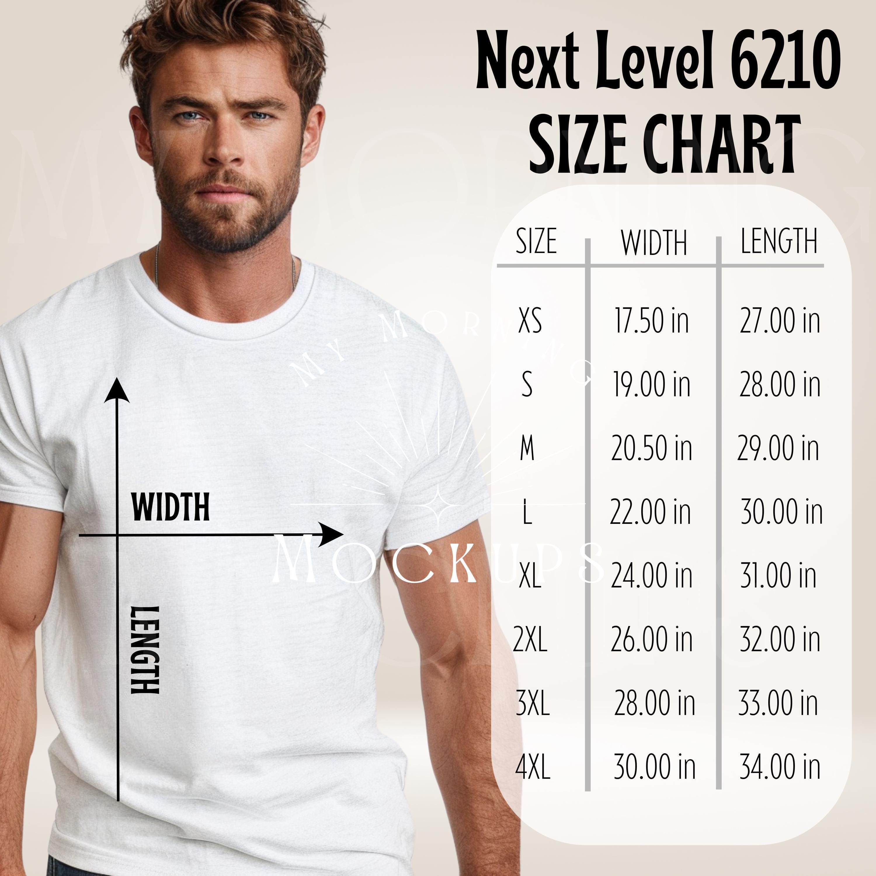 Next Level 6210 Size Chart Mockup (JPG) - Etsy