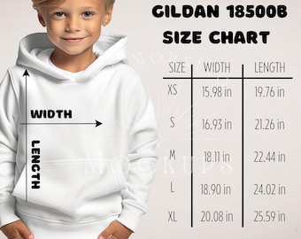 Gildan 18500B Youth Sweatshirt Size Chart Mockup (Digital Download)
