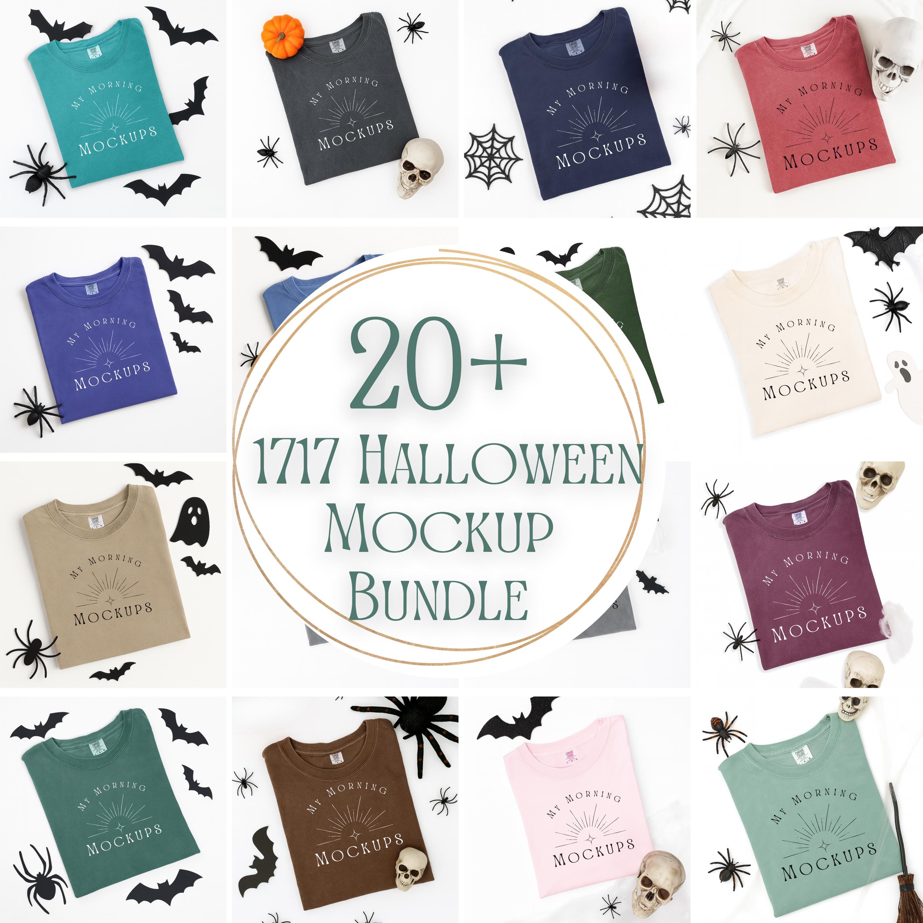 Halloween Mockup Bundle Comfort Colors 1717 Mockup Bundle Halloween TShirt Mockup Flat Lay Mockups Print on Demand 1717 Flat Lay Bundle