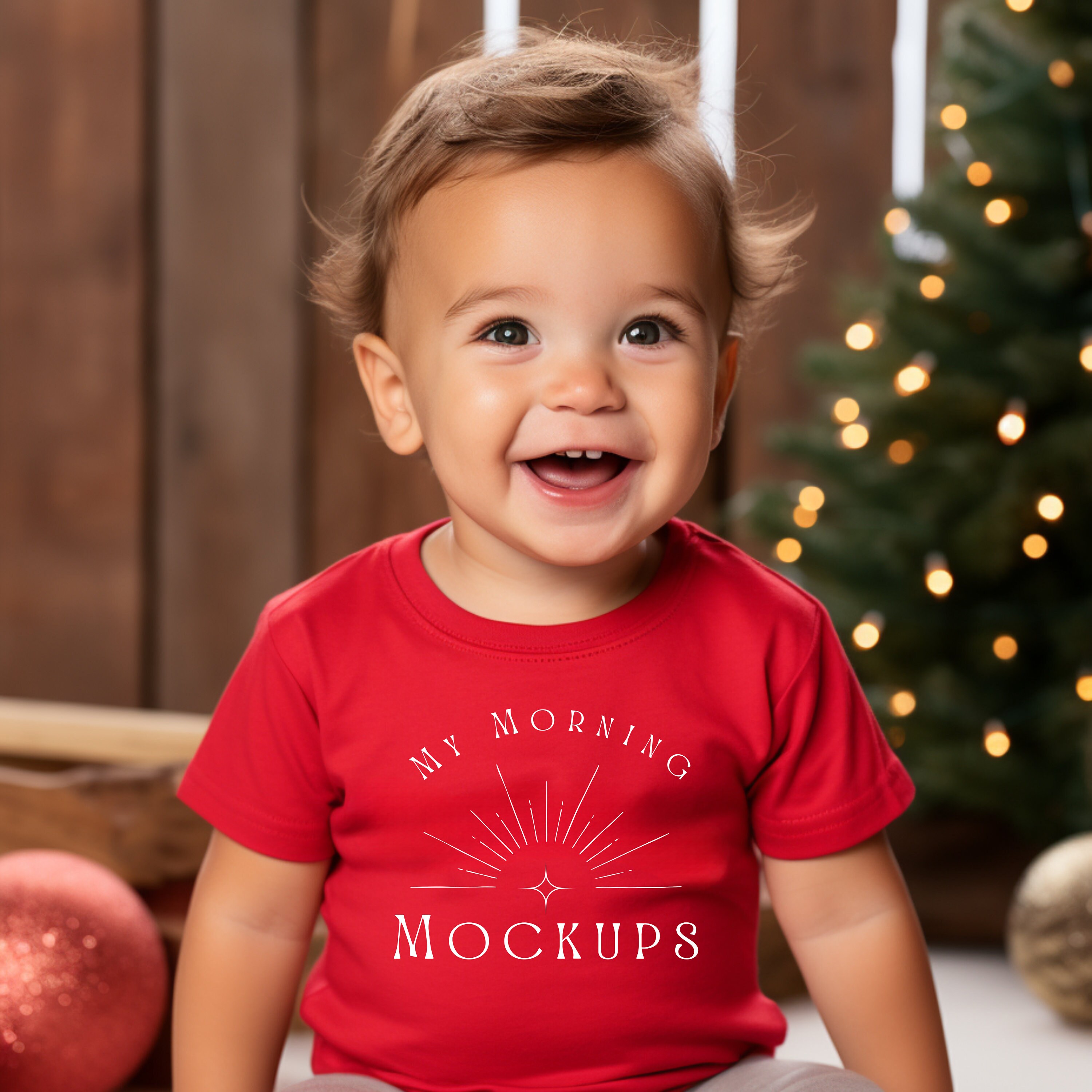 Rabbit Skins 3322 Christmas Tshirt Mockup Red Tshirt Etsy