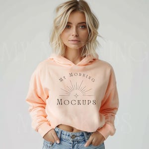 Independent Trading Company AFX64CRP Mockup Blush hoodie mockup Light Blush Hoodie Mockup Sweatshirt Mockup Cropped hooded Sweatshirt Mockup