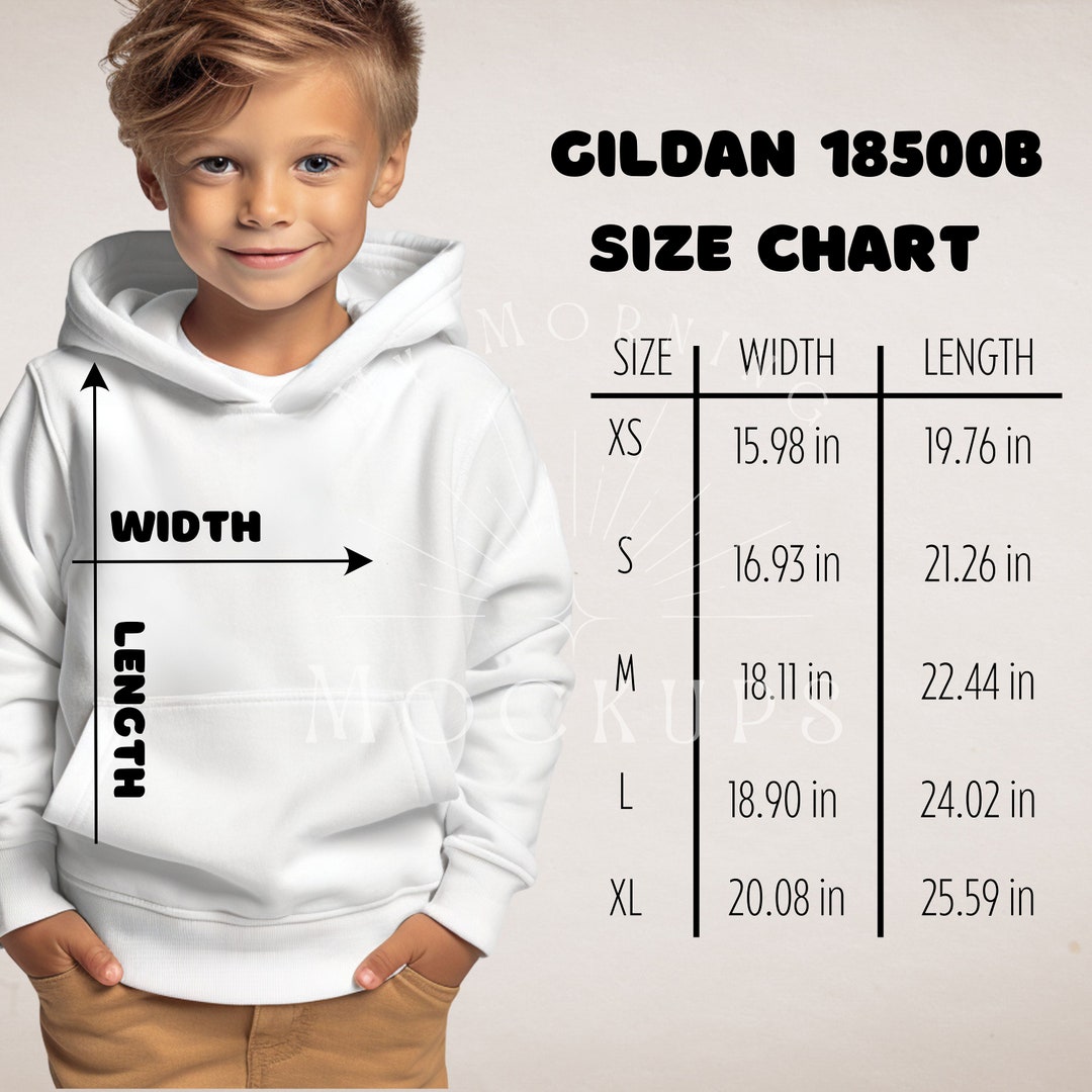 Gildan 18500B Youth Sweatshirt Size Chart Mockup (digital Download) Etsy