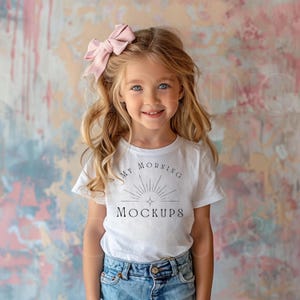 White Gildan 5000B Mockup T-Shirt Mockup Youth Mockup Kids White T-Shirt Mockup Gildan 5000B Spring Mockup Kids youth Print on Demand Shirts