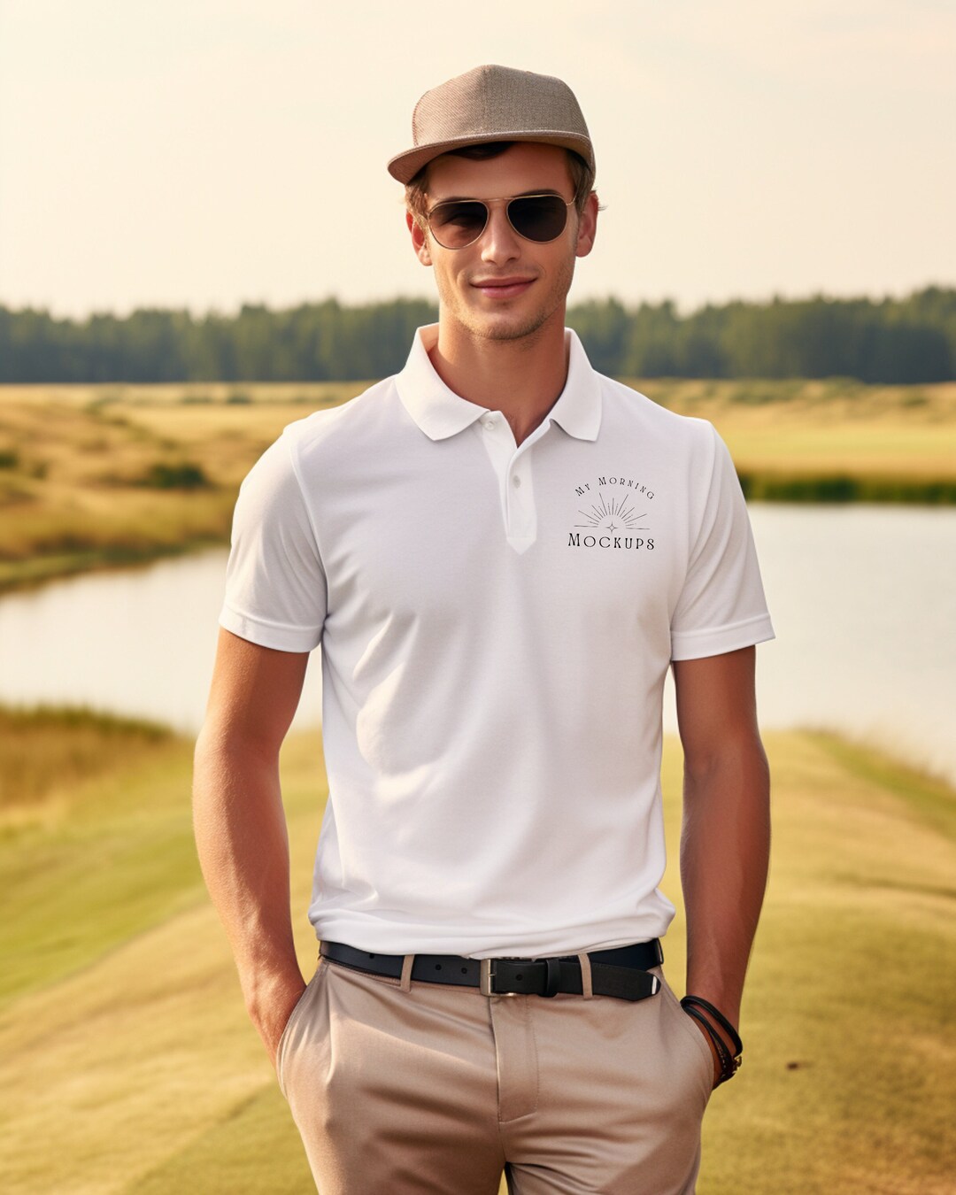 Mens White Polo Mockup Male White Collard Polo Mockups Mockup for Mens