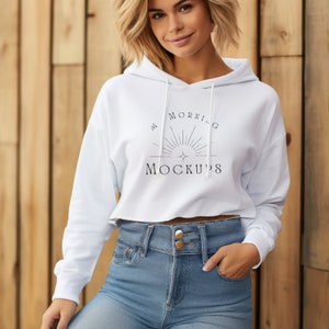 AFX64CRP mockup ITC AFX64CRP mockup Independent Trading Company AFX64CRP White Mockups White Cropped Hoodie Mock up Sweatshirt  Mock-up