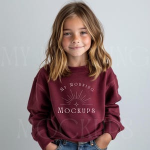 Maroon Gildan 18000B Mockup 18000B Mockup Gildan 18000 Maroon Mockup Gildan 18000 Kids Mock Up Youth Sweatshirt Mockup For Print on Demand