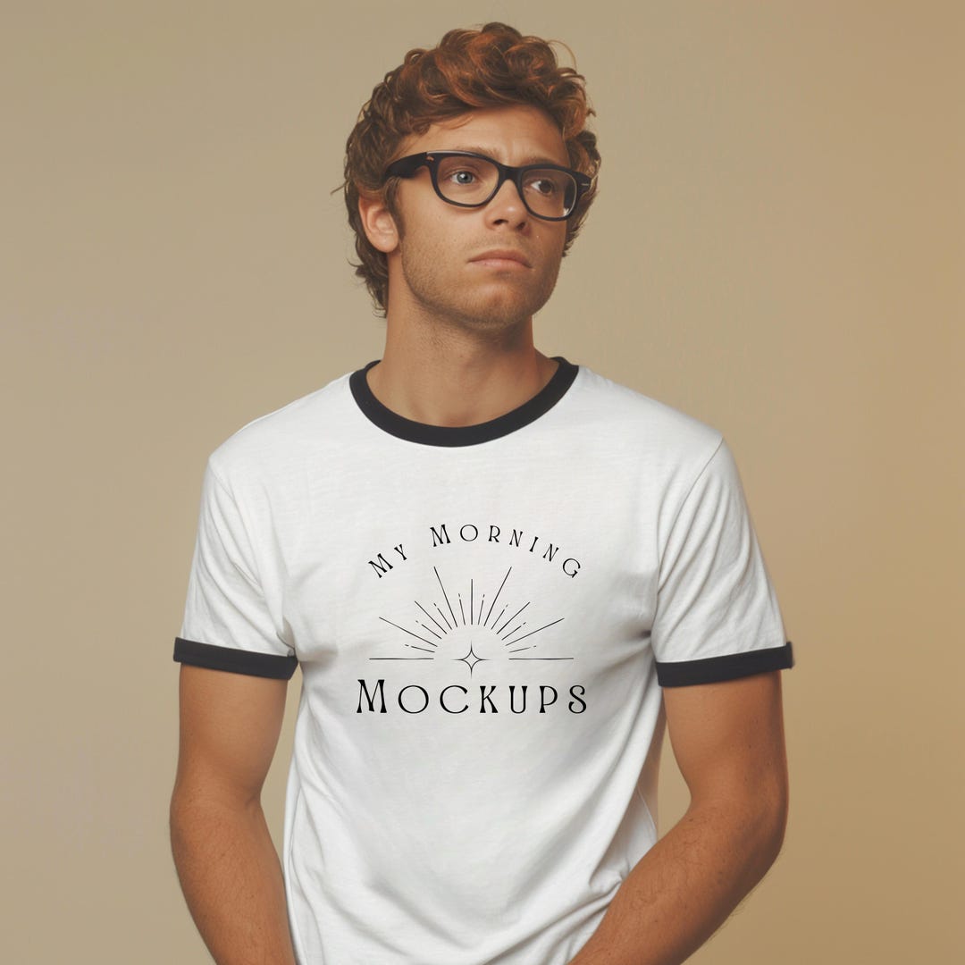 White Ringer T-shirt Mockup: Next Level 3604 (JPG) - Etsy