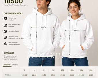 ギルダン18500ユニセックスサイズチャートモックアップ
