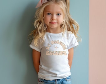 White Gildan 5000B Mockup For Kids Print on Demand Shirts