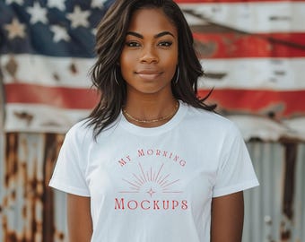 Maqueta de camiseta blanca Bella Canvas 3001: Patriotic USA (JPG)