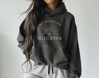 Gildan 18500 Charcoal Hoodie Mockup (JPG Digital Download)