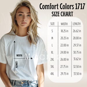 Comfort Colors 1717 Size Chart Mockup Comfort Colors 1717 Mockup Comfort Colors 1717 Size Information 1717 Mock-Up Comfort Colors Size Guide