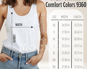 Comfort Colors 9360 Size Chart Mockup (JPG Digital Download)