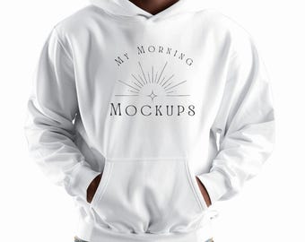 White Gildan 18500 Hoodie Mockup: Print On Demand (JPG)
