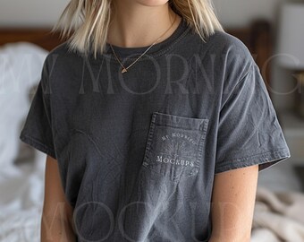 Comfort Colors 6030 Pepper Pocket T-shirt Mockup (Digital Download)