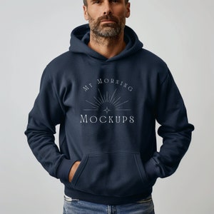 Navy Gildan 18500 Mockup Hoodie Mockup For Print on Demand Sweatshirt Mockups Gildan Mock-up Blue Hoodie Mock Up Navy 18500 Mockup For Men