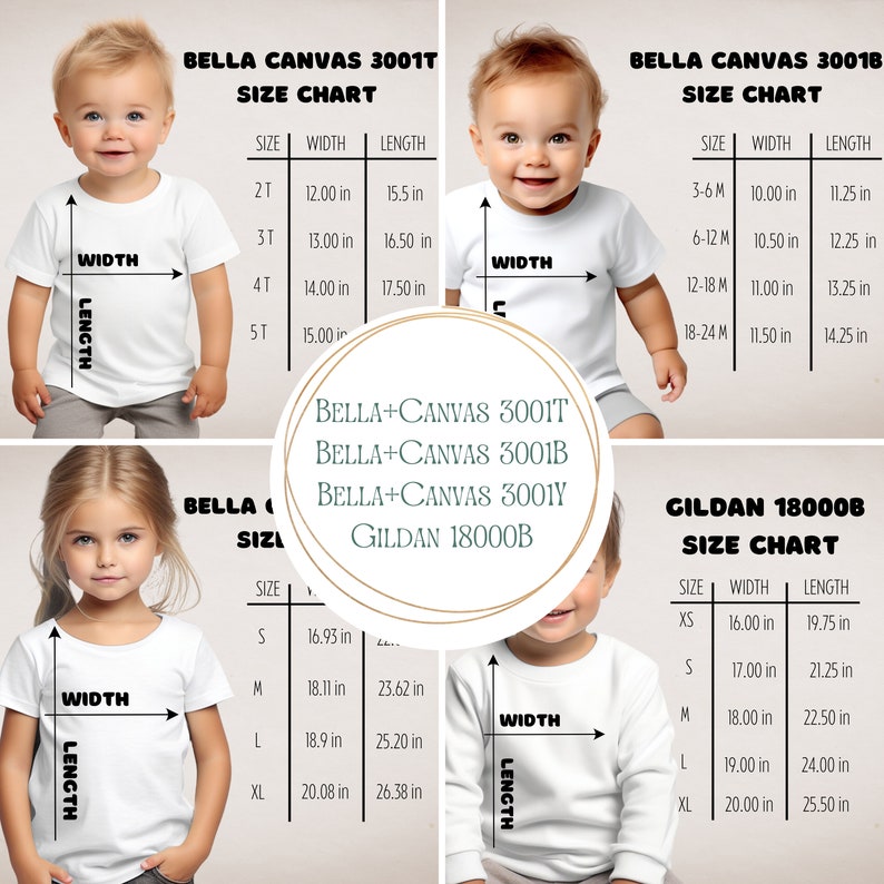Toddler and Youth Size Chart Mockup Bundle Kids Size Chart Etsy UK