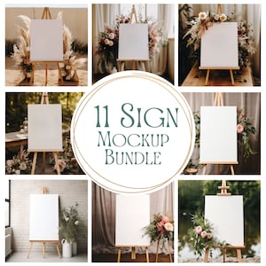 Wedding Sign Bundle Mockup Easel Mockup Bundle Wedding Signage Welcome Sign Mockup Signature Drink Sign Bridal Shower Sign Mockup Bundle