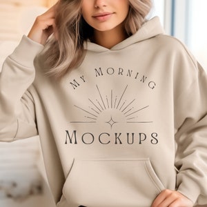Gildan 18500 Mockup Hoodie Mockup 18500 Sand Mockup Sand Hoodie Mock-up 18500 Mockup Sand 18500 Mockups Gildan 18500 sand womans Mockup