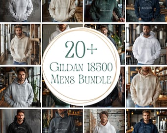 Gildan 18500 Mockup Bundle: Mens Hoodie Mockups
