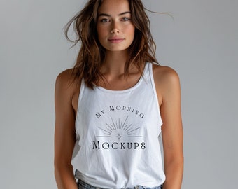 White Bella Canvas 3480 Mockup White Tank Top Mock-Up for Print on Demand White 3480 Mockup Shirt Mockups White 3480 Bella Canvas Mockup