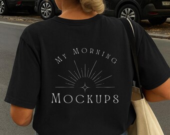 Comfort Colors 1717 Black T-Shirt Mockup: Back Design (JPG Digital Download)