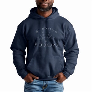 Navy Gildan 18500 Mockup Hoodie Mockup For Print on Demand Sweatshirt Mockups Gildan Mock-up Blue Hoodie Mock Up Navy 18500 Mockup For Men
