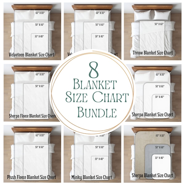 Blanket Mockup Blanket Size Chart Blanket Mock-Up Size Info Mockup Bundle Throw Blanket Mock Up Velveteen Blanket Size Chart Minky Blanket