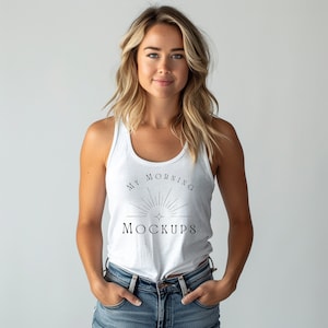 Weiß Bella Canvas 3480 Mockup Weiß Tank Top MockUp für Print on Demand Weiß 3480 Mockup Shirt Mockups Weiß 3480 Bella Canvas Mockup