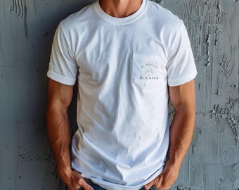 Comfort Colors 6030 Mockup: White Pocket Tee (Digital Download)