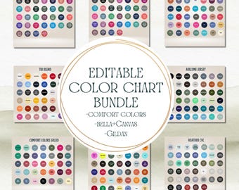 Editable Color Chart for Gildan, Bella+Canvas and Comfort Colors, Edit Color Chart Template in Canva, Customized Branded Color Chart