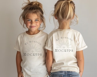 Bella Canvas 3001Y Kids T-Shirt Mockup: Front & Back