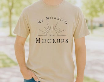 Comfort Colors 1717 Ivory Mockup: Crewneck T-Shirt, Mens (JPG File)