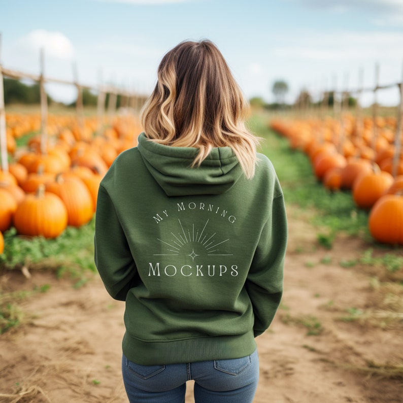 Green Gildan 18500 Mockup Hoodie Mockup Sweatshirt Mockup Back of ...